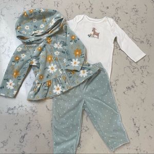 Carter’s fleece deer three piece outfit